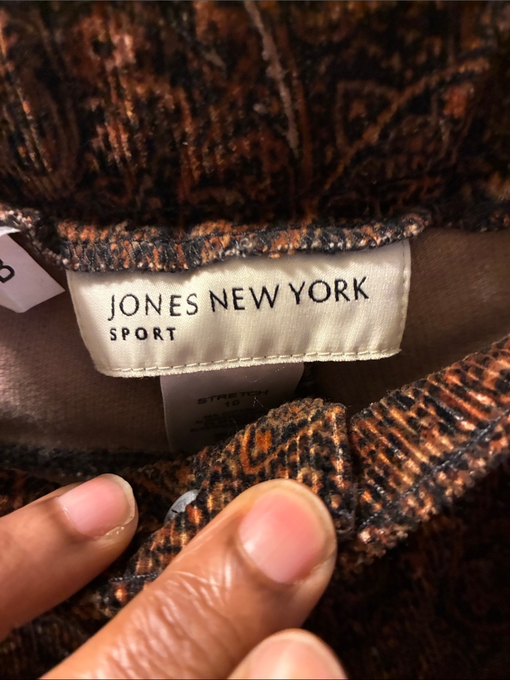 Jones New York Vintage Paisley Print Brown Velvet/corduroy Pants-women’s - Picture 3 of 9
